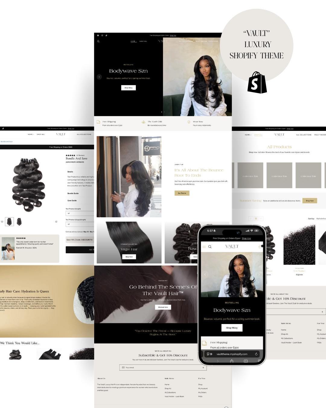 VAULT Luxury Shopify Theme – Beauty & Hair Brands Template